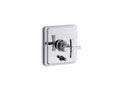 KOHLER K-T98757-3A-CP Pinstripe Rite-Temp Valve Trim With Push-Button Diverter And Cross Handle - Polished Chrome