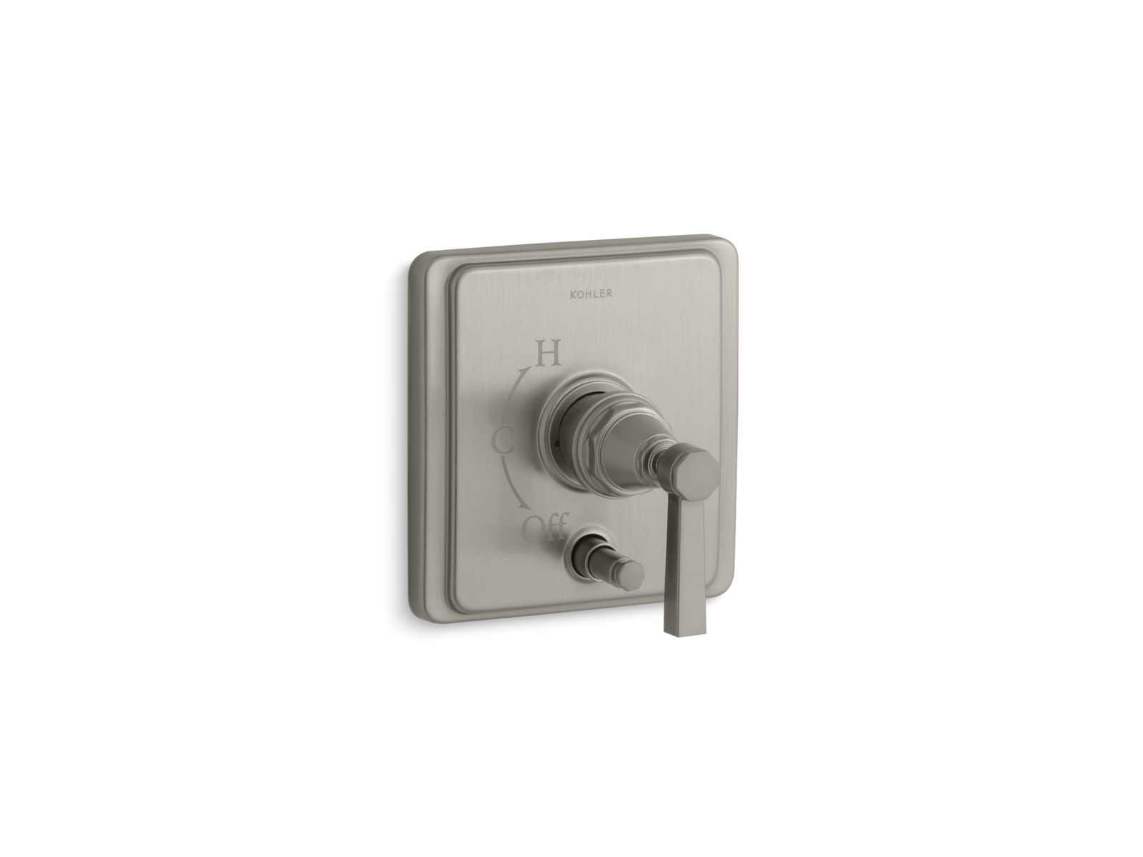 KOHLER K-T98757-4A-BN Pinstripe Rite-Temp Valve Trim With Push-Button Diverter And Lever Handle - Vibrant Brushed Nickel