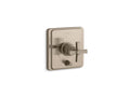 KOHLER K-T98757-3A-BV Pinstripe Rite-Temp Valve Trim With Push-Button Diverter And Cross Handle - Vibrant Brushed Bronze