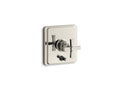 KOHLER K-T98757-3A-SN Pinstripe Rite-Temp Valve Trim With Push-Button Diverter And Cross Handle - Vibrant Polished Nickel