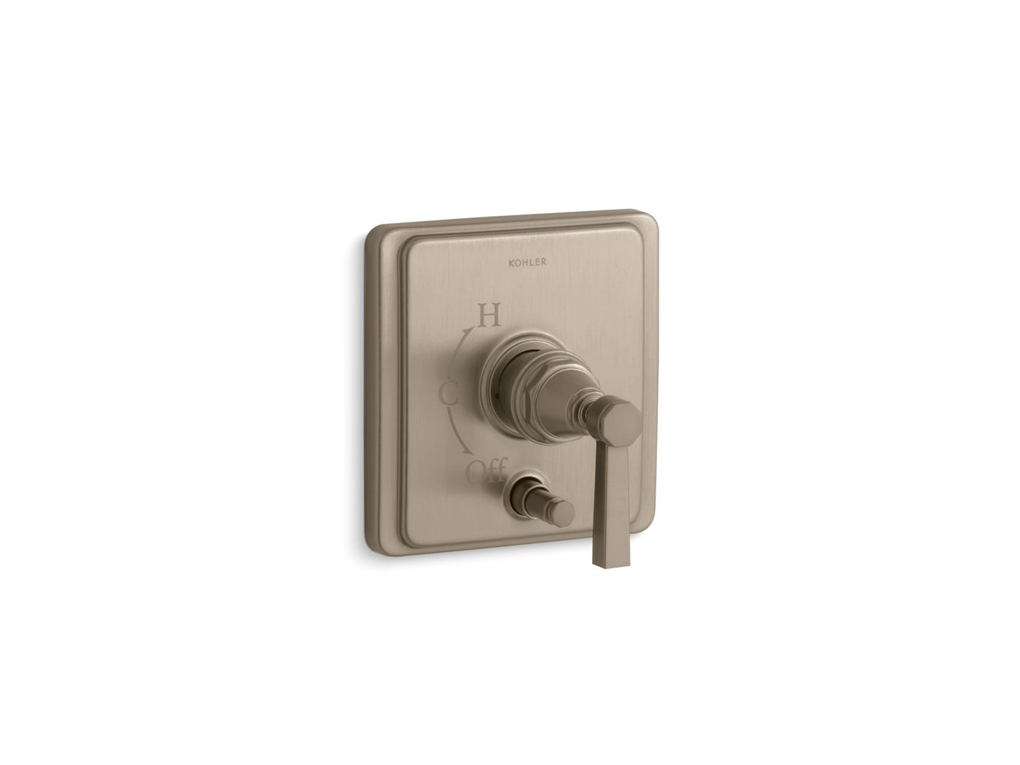 KOHLER K-T98757-4A-BV Pinstripe Rite-Temp Valve Trim With Push-Button Diverter And Lever Handle In Vibrant Brushed Bronze