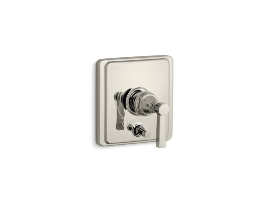 KOHLER K-T98757-4A-SN Pinstripe Rite-Temp valve trim with push-button diverter and lever handle - Vibrant Polished Nickel