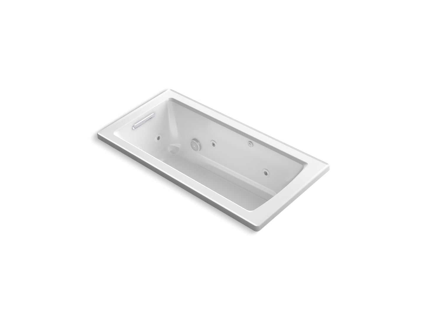 KOHLER K-1947-W1-0 Archer 60" X 30" Drop-In Whirlpool Bath With Bask Heated Surface In White