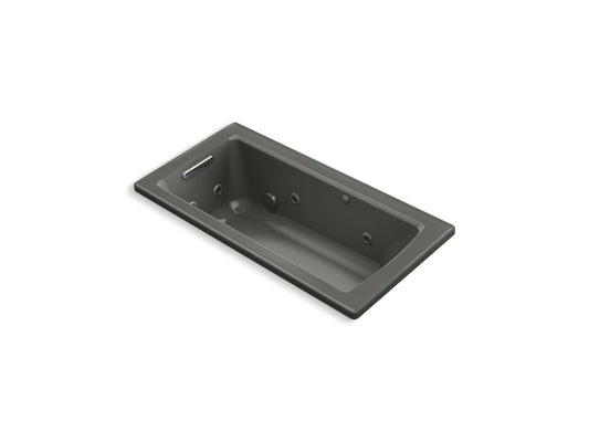 KOHLER K-1947-H-58 Archer 60" X 30" Drop-In Whirlpool Bath With Heat And Comfort Depth Design In Thunder Grey