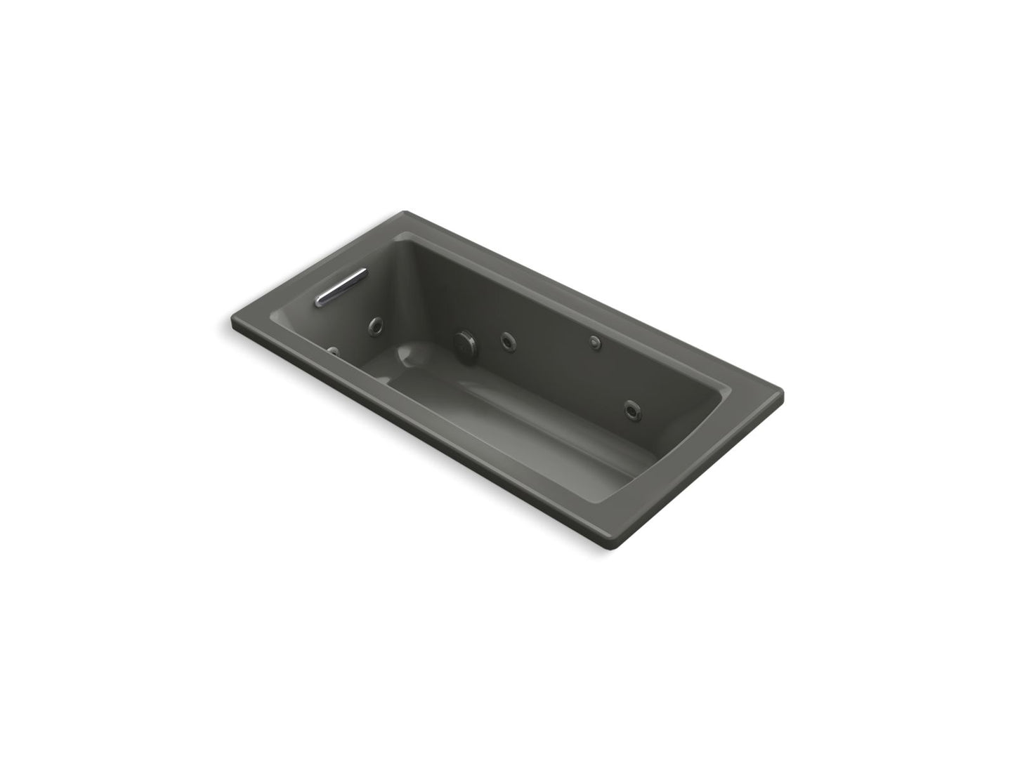 KOHLER K-1947-W1-58 Archer 60" X 30" Drop-In Whirlpool Bath With Bask Heated Surface In Thunder Grey