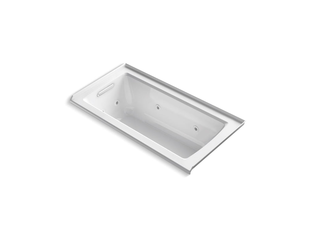 KOHLER K-1947-LH-7 Archer 60" X 30" Alcove Heated Whirlpool Bath, Left Drain - Black Black