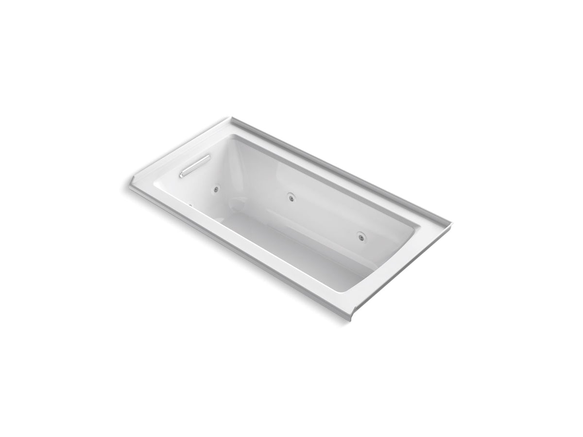 KOHLER K-1947-LH-7 Archer 60" X 30" Alcove Heated Whirlpool Bath, Left Drain - Black Black