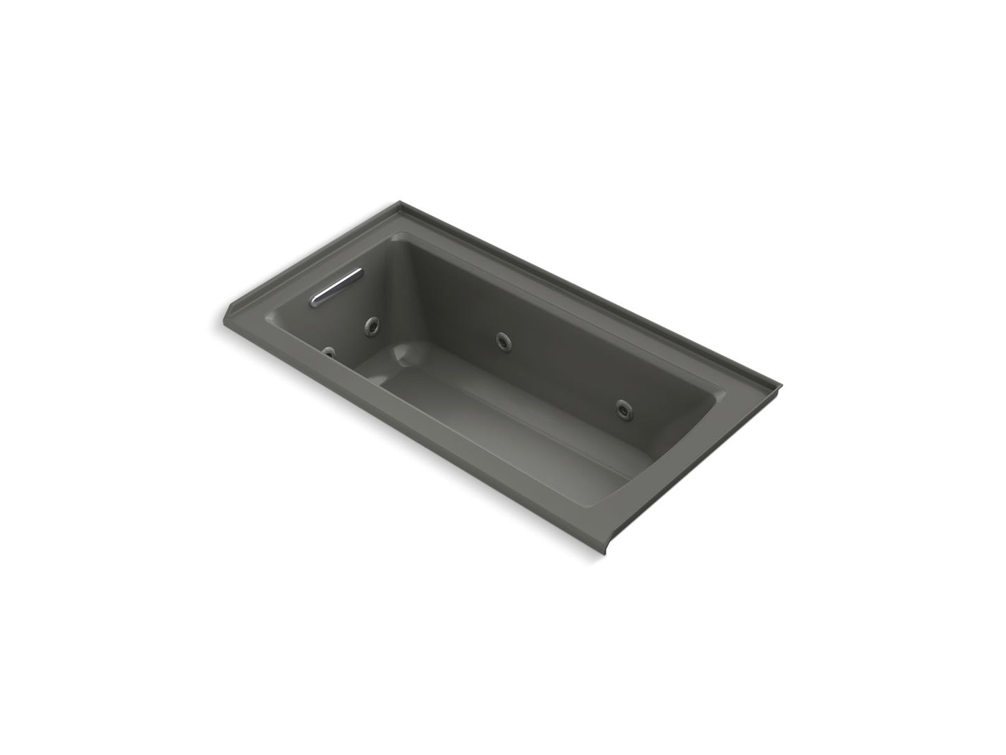 KOHLER K-1947-LH-58 Archer 60" X 30" Alcove Heated Whirlpool Bath, Left Drain In Thunder Grey