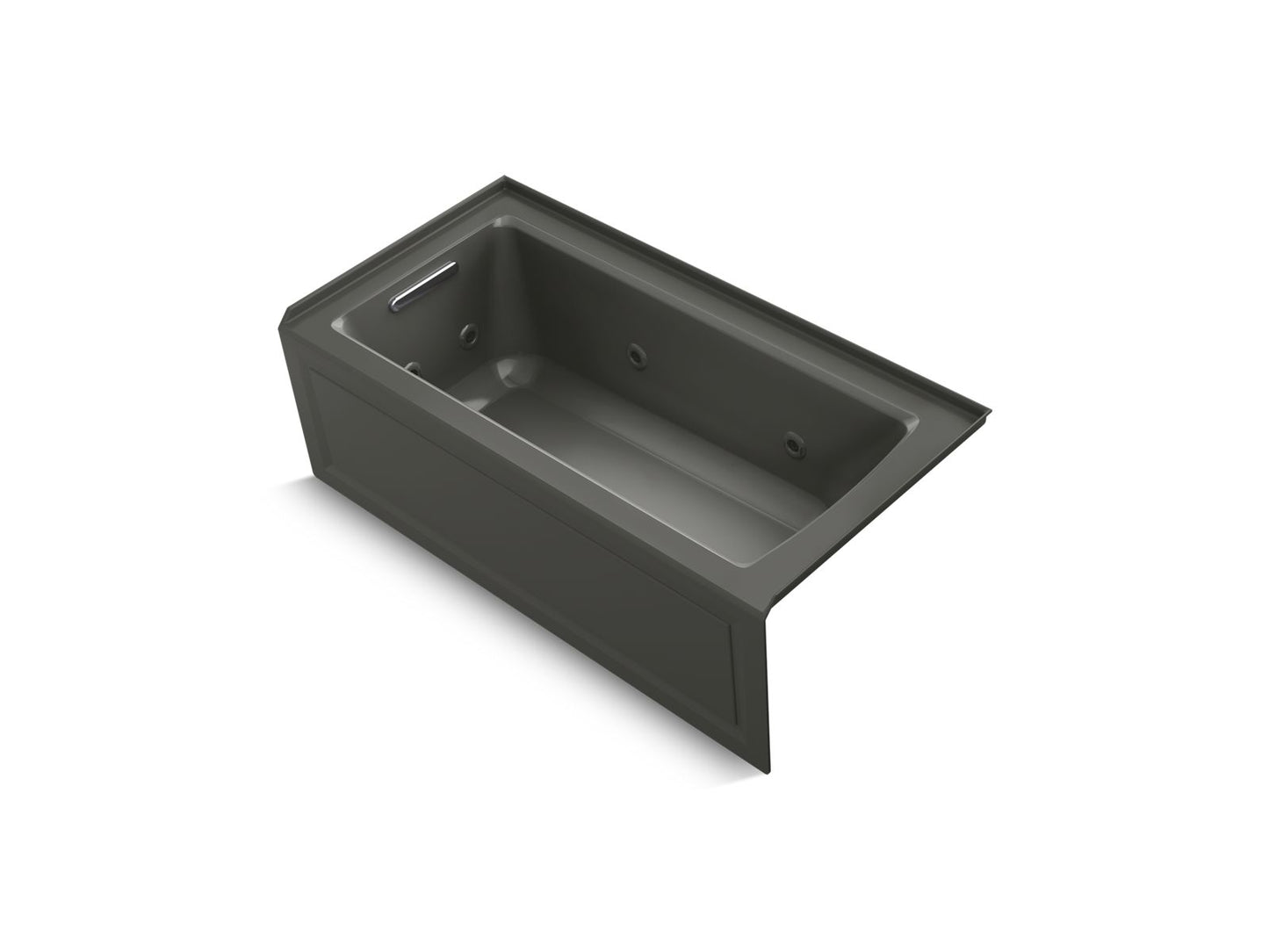 KOHLER K-1947-HLA-58 Archer 60" X 30" Alcove Heated Whirlpool Bath, Left Drain In Thunder Grey