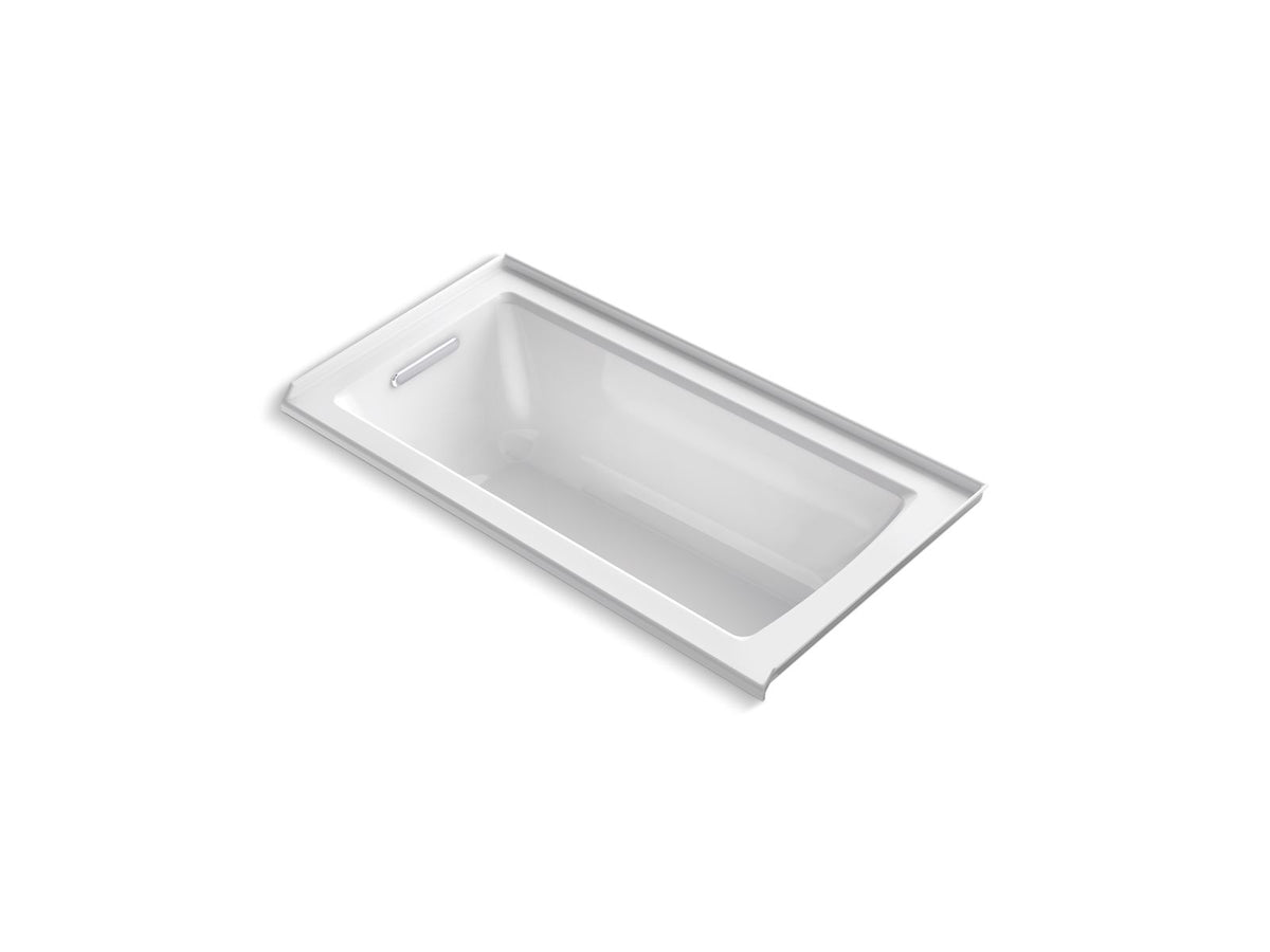 KOHLER K-1946-LW-0 Archer 60" X 30" Alcove Bath With Bask Heated Surface, Left Drain - White