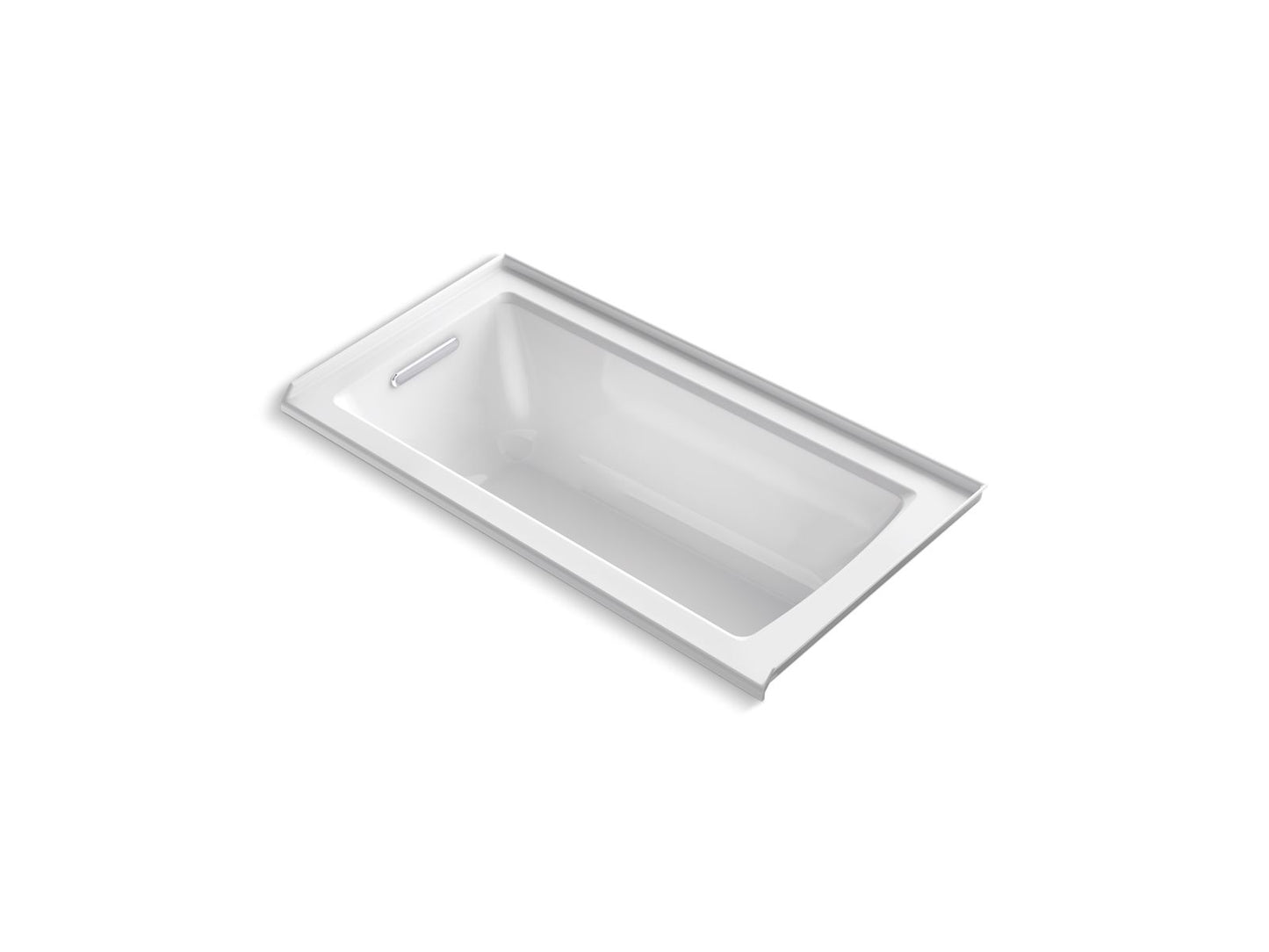 KOHLER K-1946-LW-0 Archer 60" X 30" Alcove Bath With Bask Heated Surface, Left Drain In White