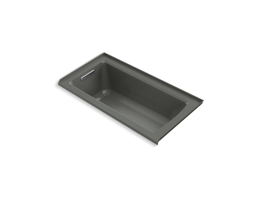 KOHLER K-1946-LW-58 Archer 60" X 30" Alcove Bath With Bask Heated Surface, Left Drain In Thunder Grey