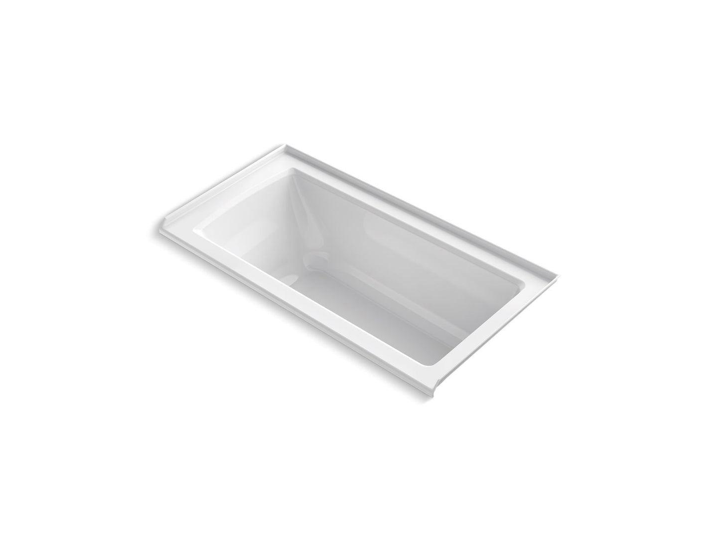 KOHLER K-1946-RW-0 Archer 60" X 30" Alcove Bath With Bask Heated Surface, Right Drain In White