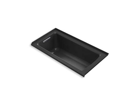 KOHLER K-1946-LW-7 Archer 60" X 30" Alcove Bath With Bask Heated Surface, Left Drain In Black Black