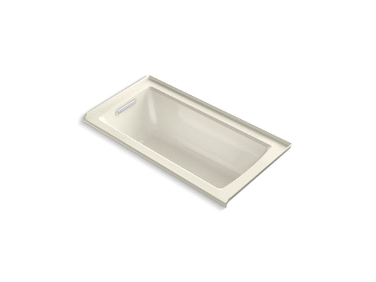 KOHLER K-1946-LW-96 Archer 60" X 30" Alcove Bath With Bask Heated Surface, Left Drain In Biscuit