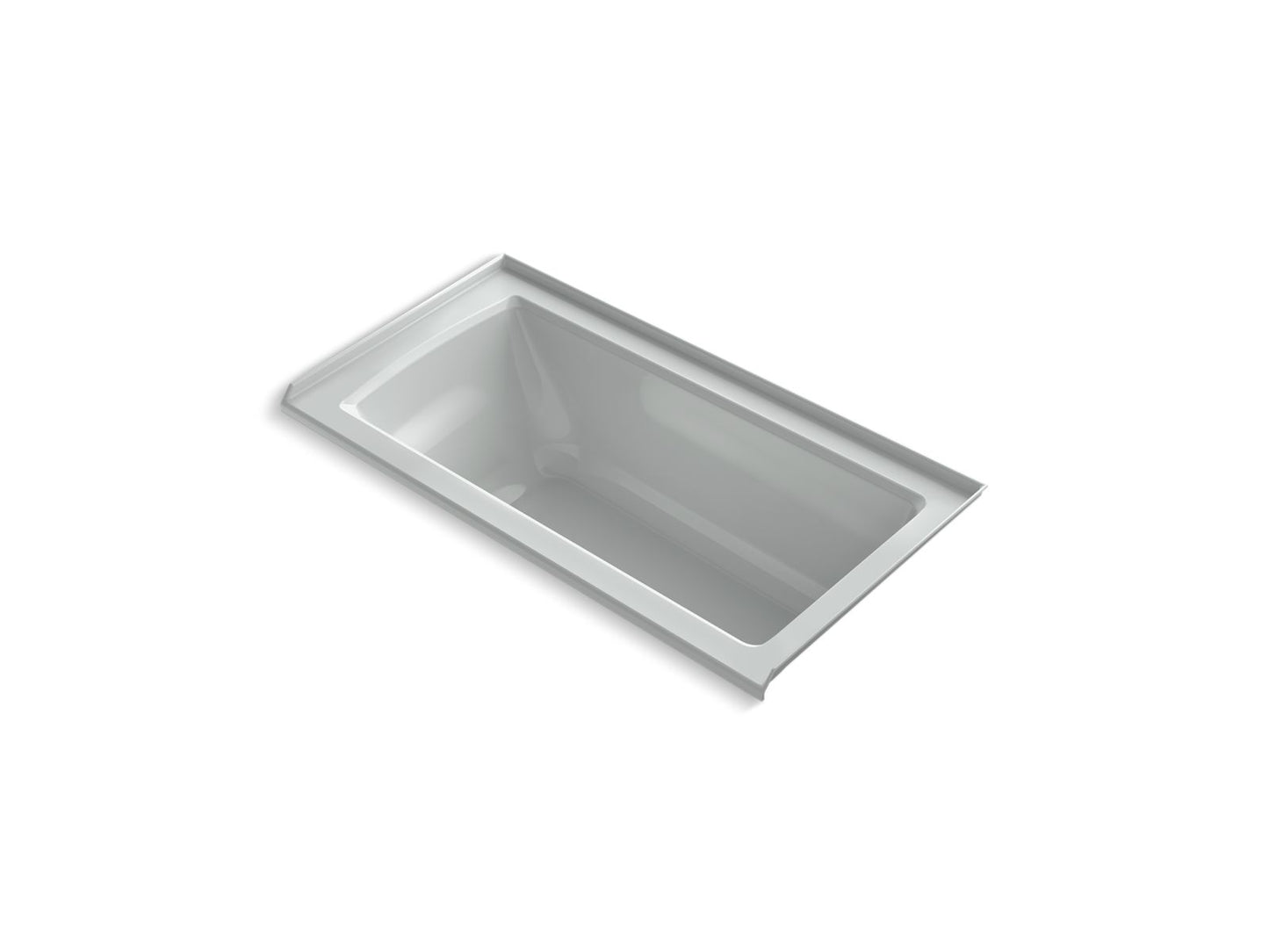 KOHLER K-1946-RW-95 Archer 60" X 30" Alcove Bath With Bask Heated Surface, Right Drain In Ice Grey