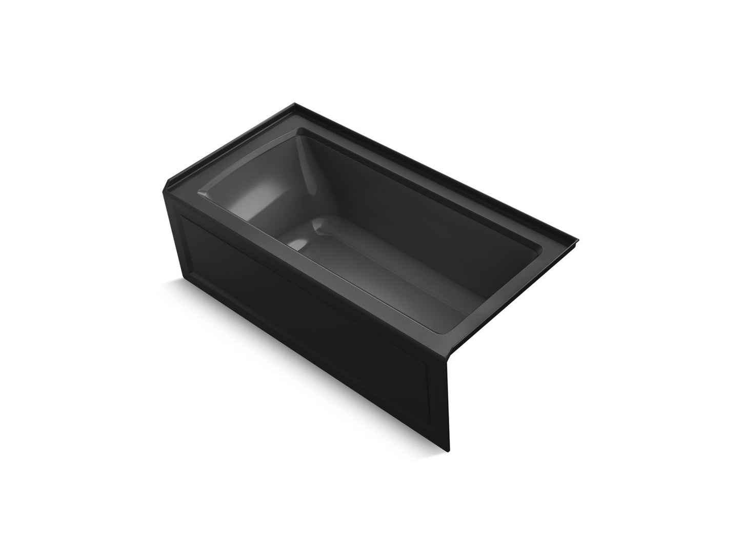 KOHLER K-1946-RAW-7 Archer 60" X 30" Alcove Bath With Bask Heated Surface, Right Drain In Black Black