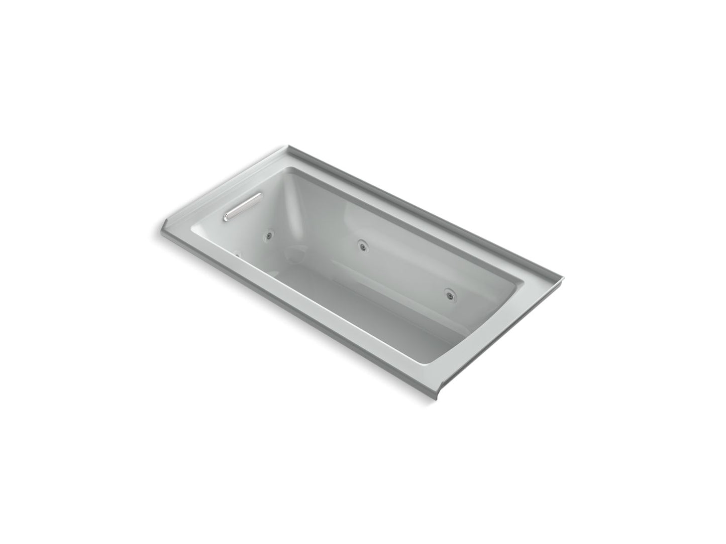 KOHLER K-1947-LH-95 Archer 60" X 30" Alcove Heated Whirlpool Bath, Left Drain In Ice Grey