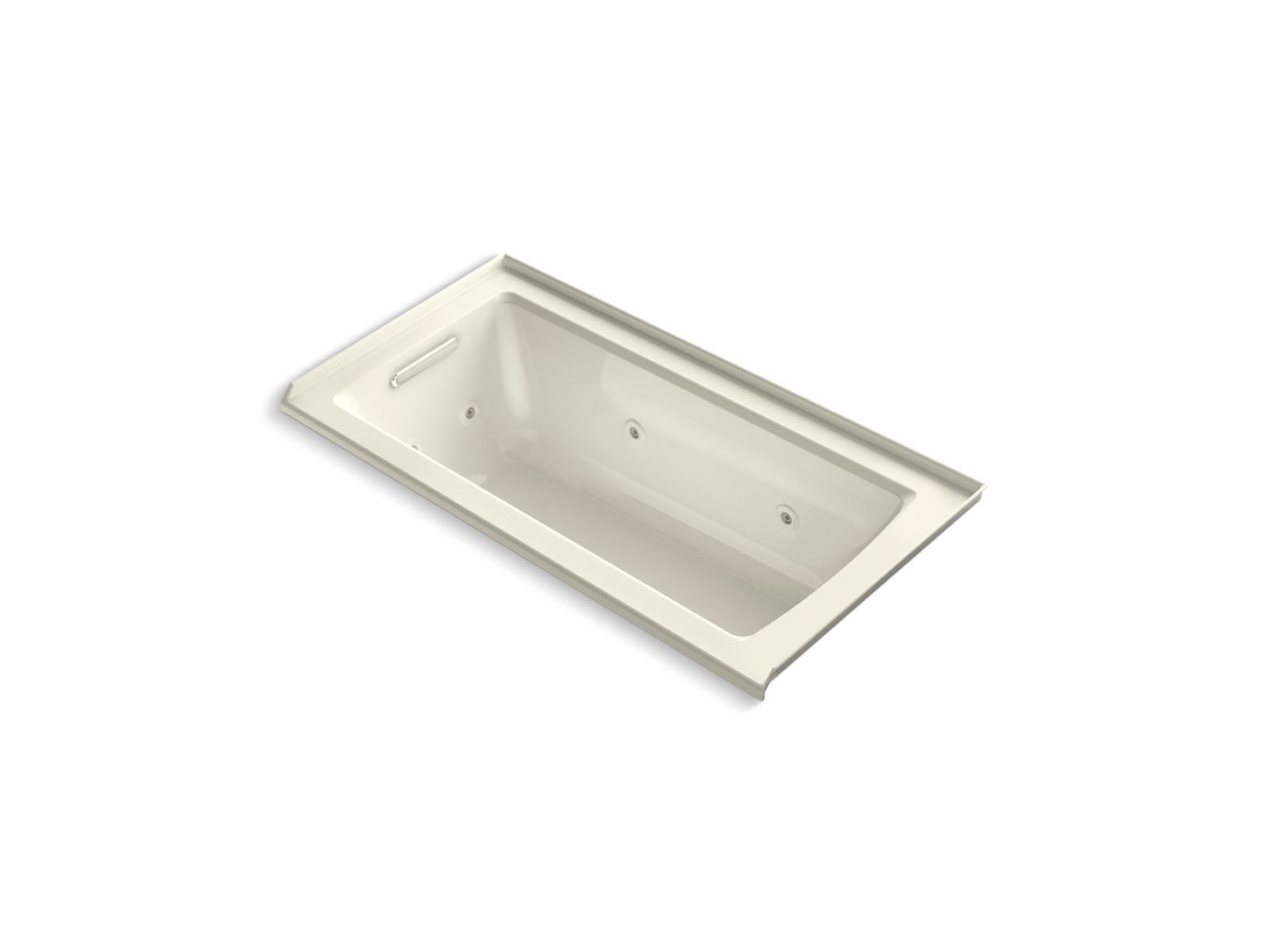 KOHLER K-1947-LH-96 Archer 60" X 30" Alcove Heated Whirlpool Bath, Left Drain In Biscuit