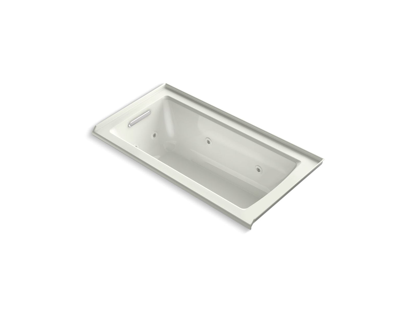 KOHLER K-1947-LH-NY Archer 60" X 30" Alcove Heated Whirlpool Bath, Left Drain In Dune