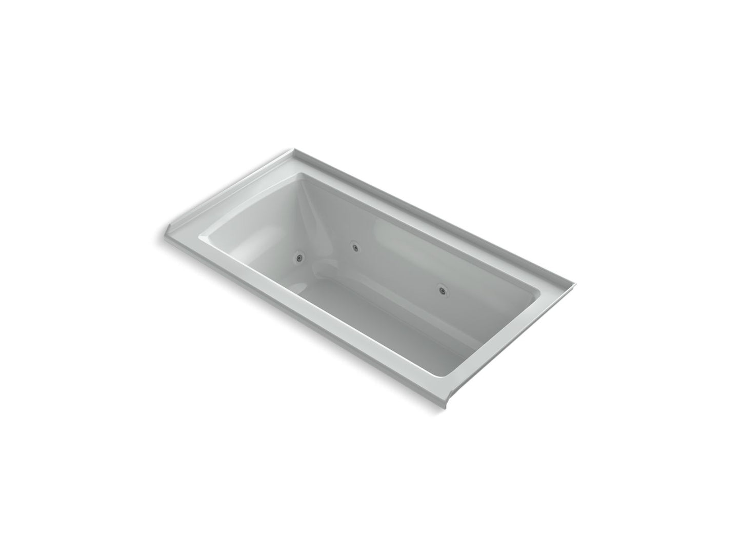 KOHLER K-1947-RH-95 Archer 60" X 30" Alcove Heated Whirlpool Bath, Right Drain In Ice Grey