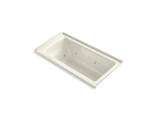 KOHLER K-1947-RH-96 Archer 60" X 30" Alcove Heated Whirlpool Bath, Right Drain In Biscuit