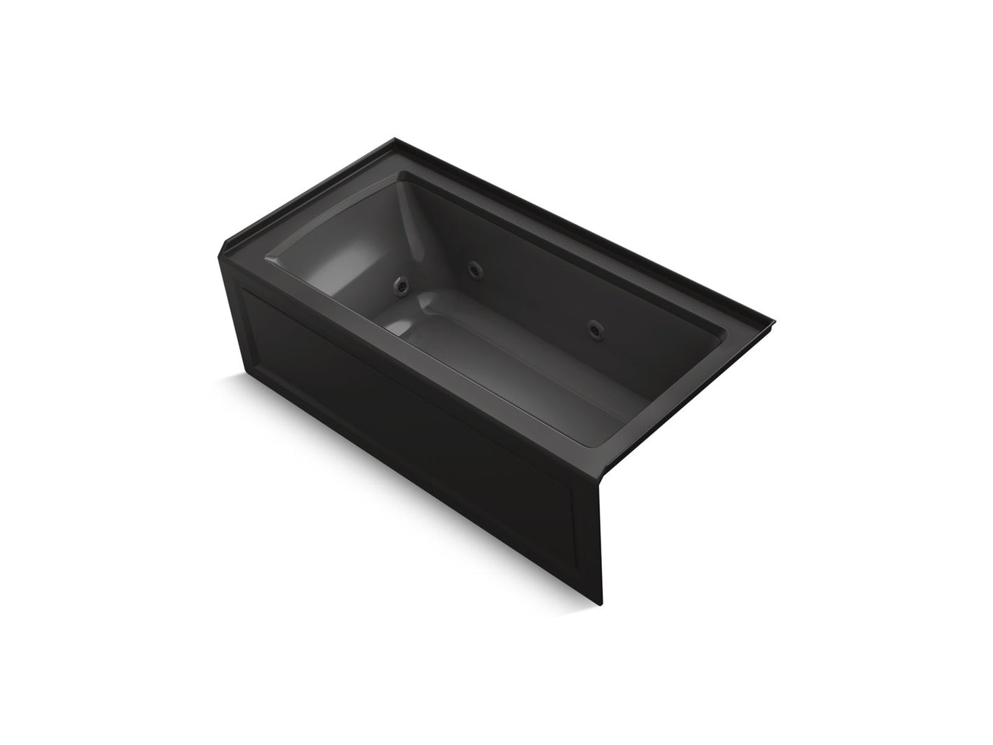 KOHLER K-1947-HRA-7 Archer 60" X 30" Alcove Heated Whirlpool Bath, Right Drain In Black Black