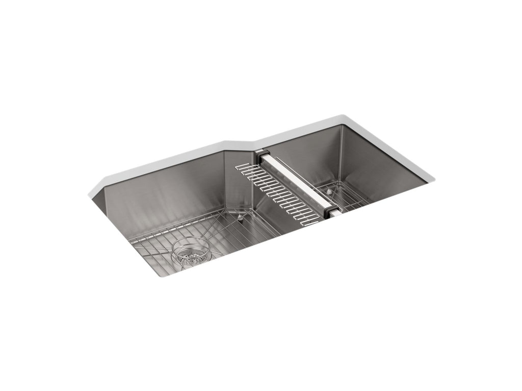 KOHLER K-5282-NA Strive 35-1/2" Undermount Double-Bowl Kitchen Sink - Stainless Steel