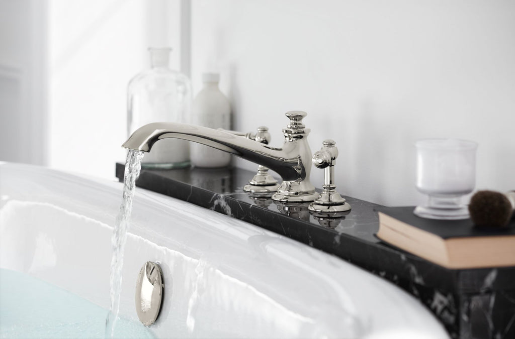 KOHLER K-72777-SN Artifacts Deck-Mount Bath Spout With Flare Design - Vibrant Polished Nickel