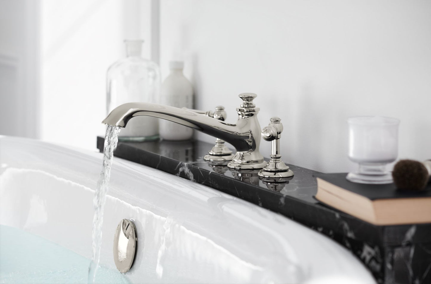 KOHLER K-T98071-4-BN Artifacts Deck-mount bath faucet handle trim with Lever design - Vibrant Brushed Nickel