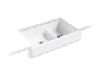 KOHLER K-6426-FF Whitehaven Smart Divide 35-1/2" Undermount Double-Bowl Farmhouse Kitchen Sink With Short Apron - Sea Salt