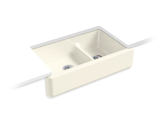 KOHLER K-6427-96 Whitehaven Smart Divide 35-3/4" Undermount Double-Bowl Farmhouse Kitchen Sink In Biscuit