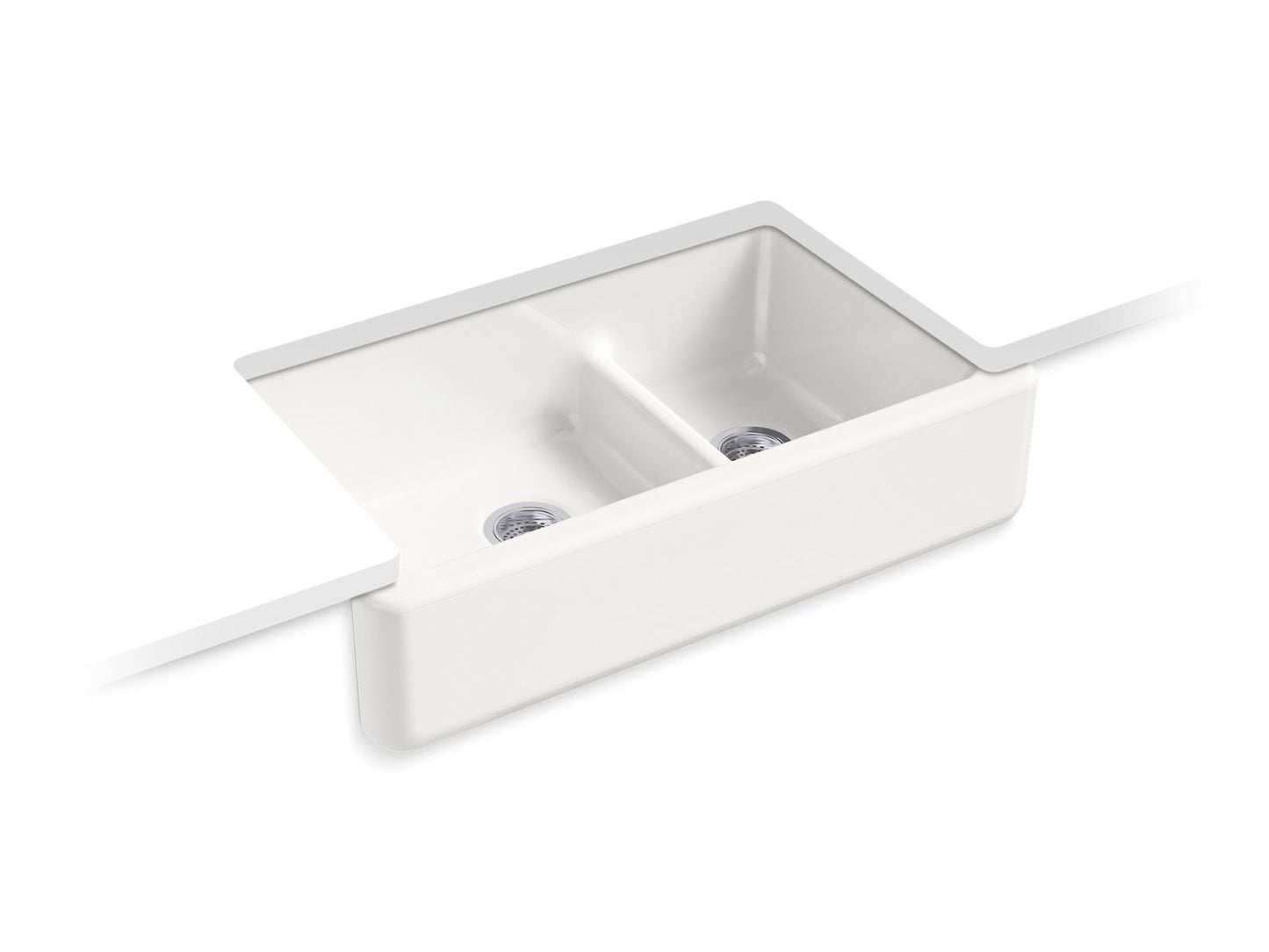 KOHLER K-6427-FF Whitehaven Smart Divide 35-3/4" Undermount Double-Bowl Farmhouse Kitchen Sink In Sea Salt