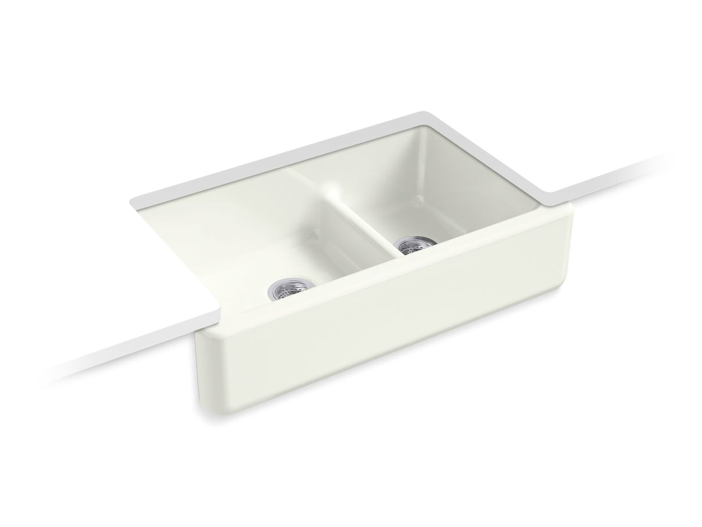 KOHLER K-6427-NY Whitehaven Smart Divide 35-3/4" Undermount Double-Bowl Farmhouse Kitchen Sink In Dune