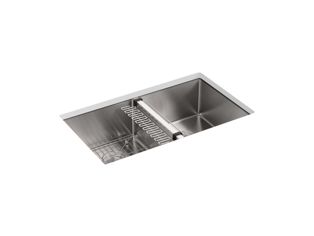 KOHLER K-5281-NA Strive 32" Undermount Double-Bowl Kitchen Sink With Accessories - Stainless Steel