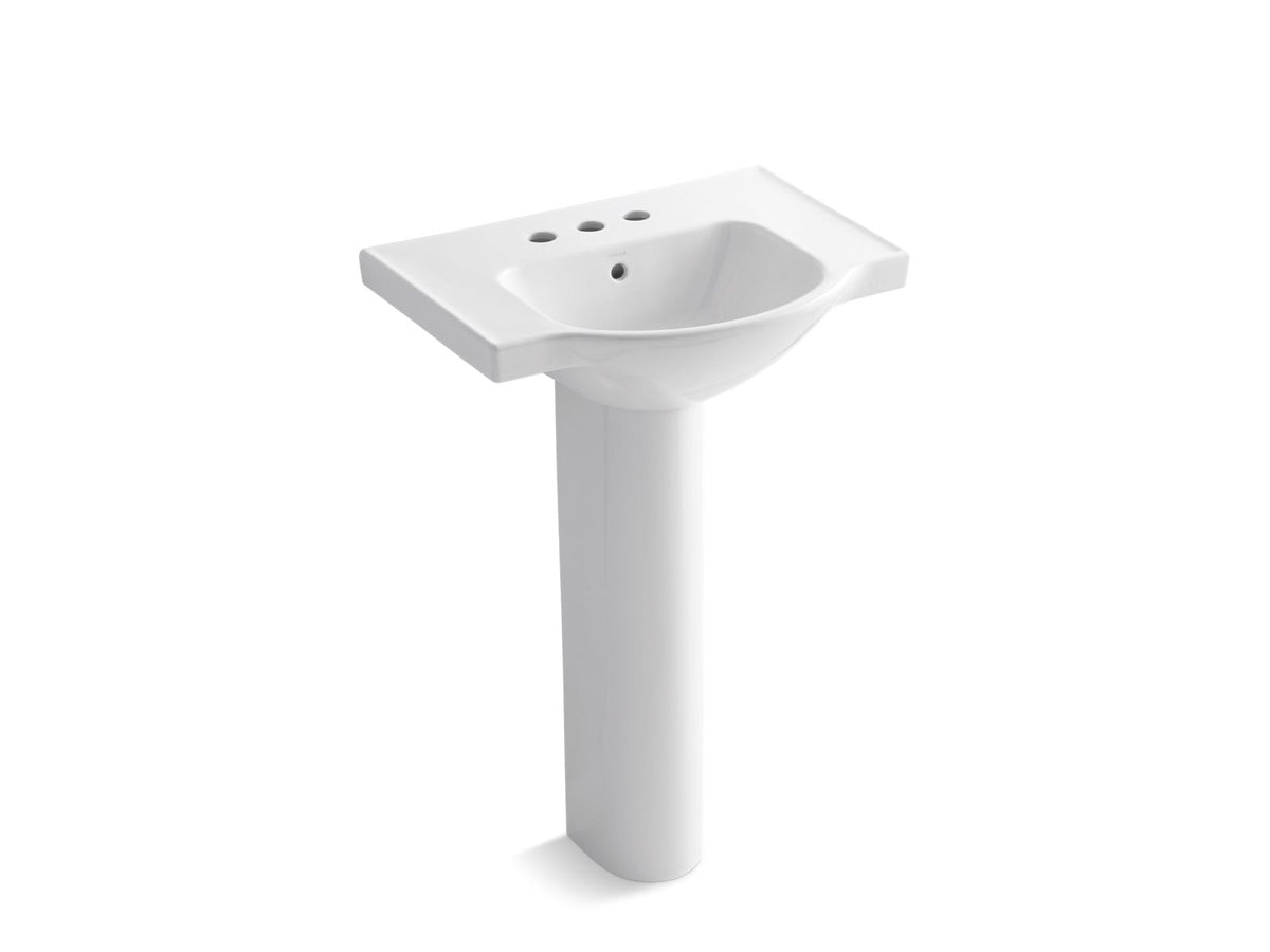 KOHLER K-5266-4-7 Veer 24" Rectangular Pedestal Bathroom Sink - Black Black