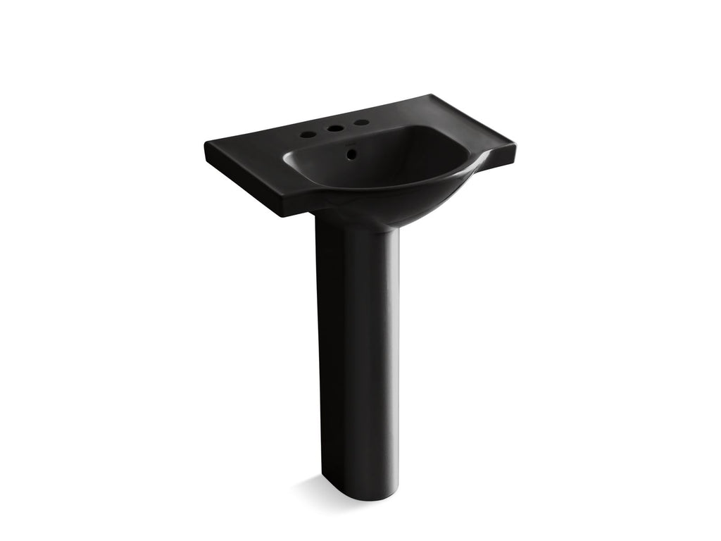KOHLER K-5266-4-7 Veer 24" Rectangular Pedestal Bathroom Sink - Black Black