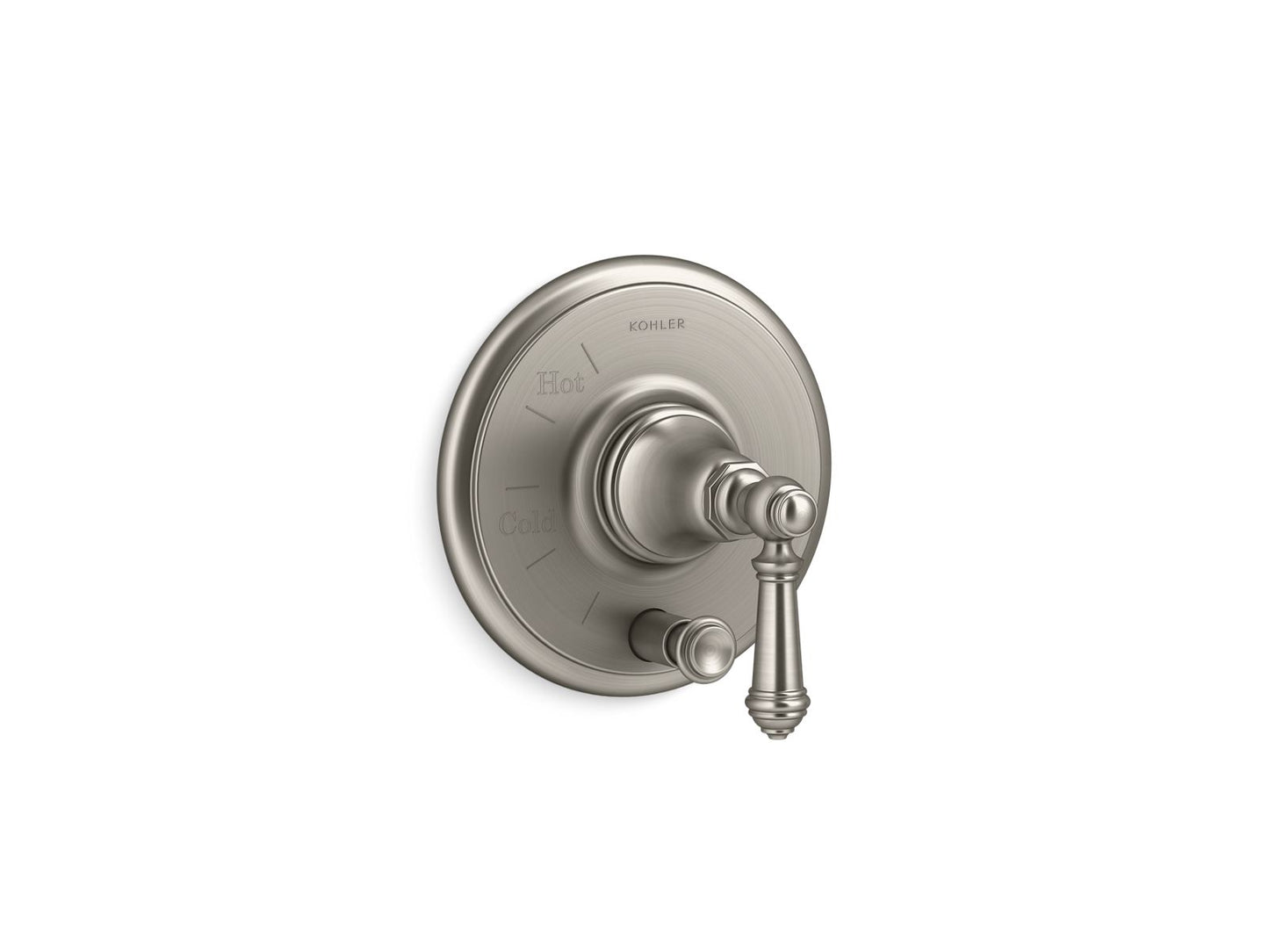 KOHLER K-T72768-4-BN Artifacts Rite-Temp Valve Trim With Push-Button Diverter And Lever Handle In Vibrant Brushed Nickel