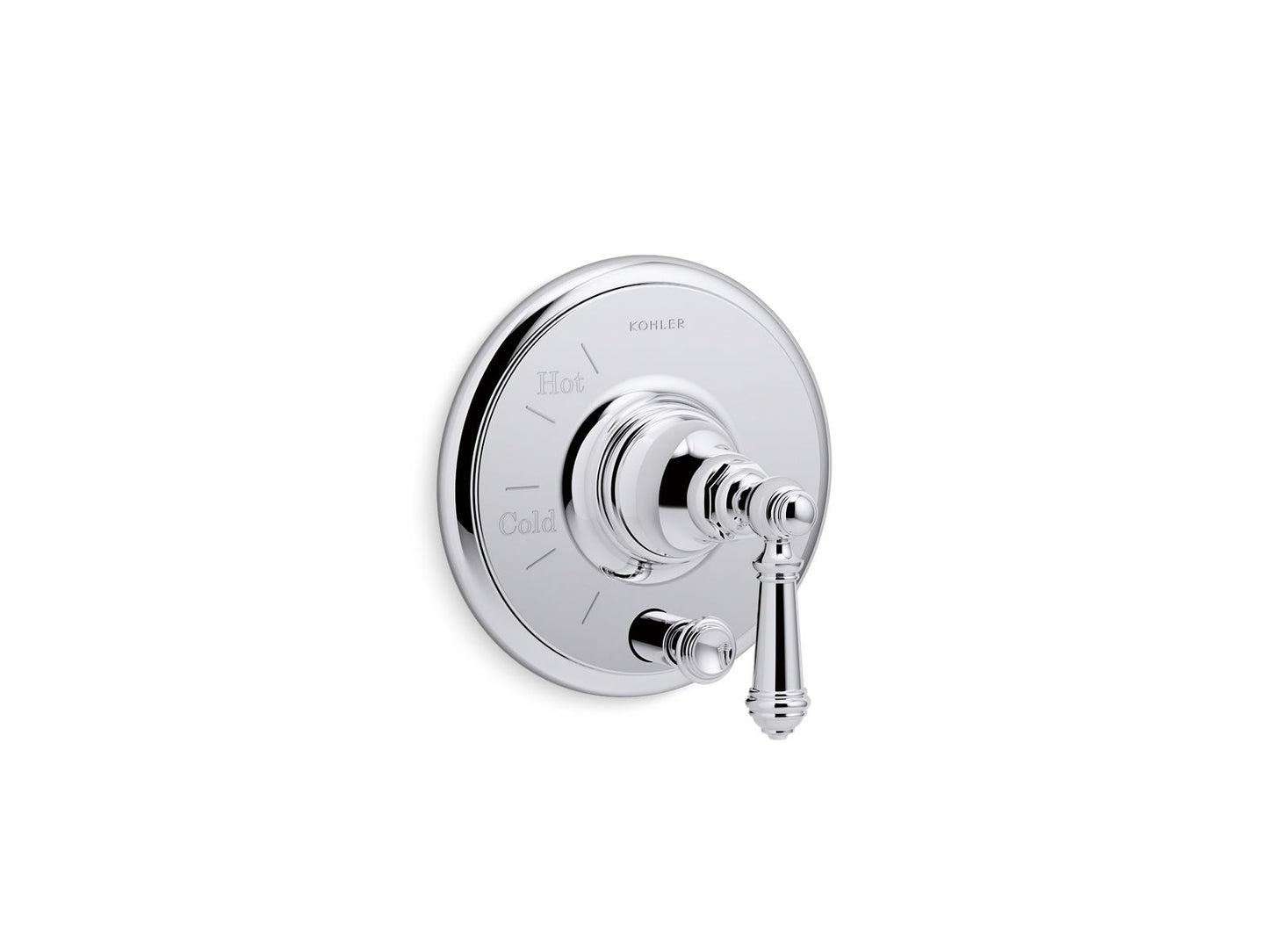 KOHLER K-T72768-4-CP Artifacts Rite-Temp valve trim with push-button diverter and lever handle - Polished Chrome