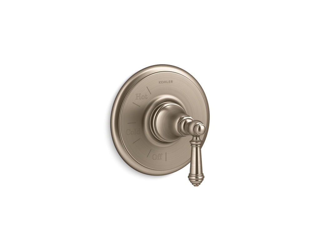 KOHLER K-TS72767-4-BV Artifacts Rite-Temp Valve Trim With Lever Handle - Vibrant Brushed Bronze