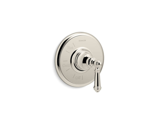 KOHLER K-TS72767-4-SN Artifacts Rite-Temp valve trim with lever handle - Vibrant Polished Nickel
