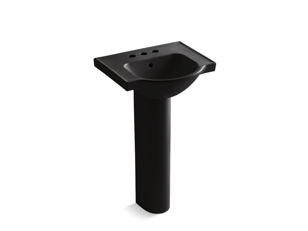 KOHLER K-5265-4-7 Veer 21" Rectangular Pedestal Bathroom Sink - Black Black