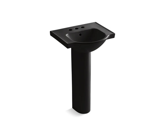 KOHLER K-5265-4-7 Veer 21" rectangular pedestal bathroom sink - Black Black