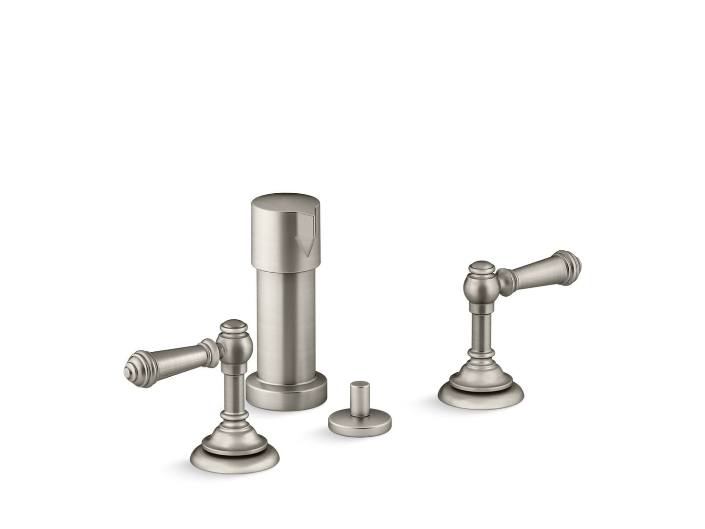 KOHLER K-72765-4-BN Artifacts Widespread Bidet Faucet With Lever Handles In Vibrant Brushed Nickel