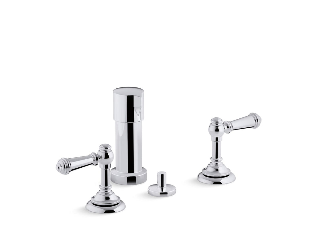KOHLER K-72765-4-CP Artifacts Widespread Bidet Faucet With Lever Handles - Polished Chrome