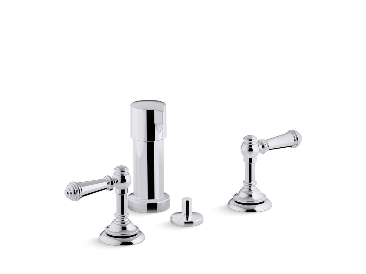 KOHLER K-72765-4-AF Artifacts Widespread Bidet Faucet With Lever Handles - Vibrant French Gold