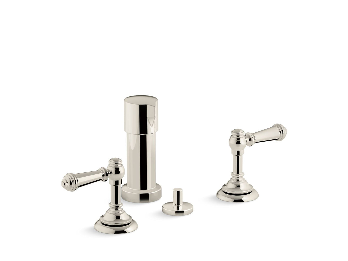 KOHLER K-72765-4-SN Artifacts Widespread Bidet Faucet With Lever Handles In Vibrant Polished Nickel