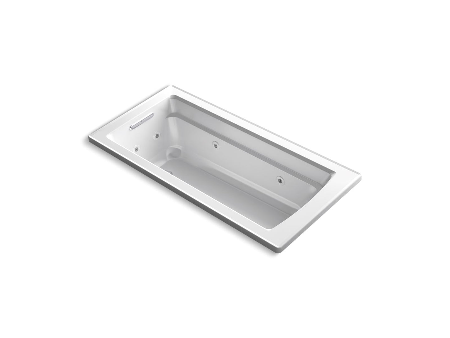 KOHLER K-1949-W1-0 Archer 66" X 32" Drop-In Whirlpool Bath With Bask Heated Surface In White