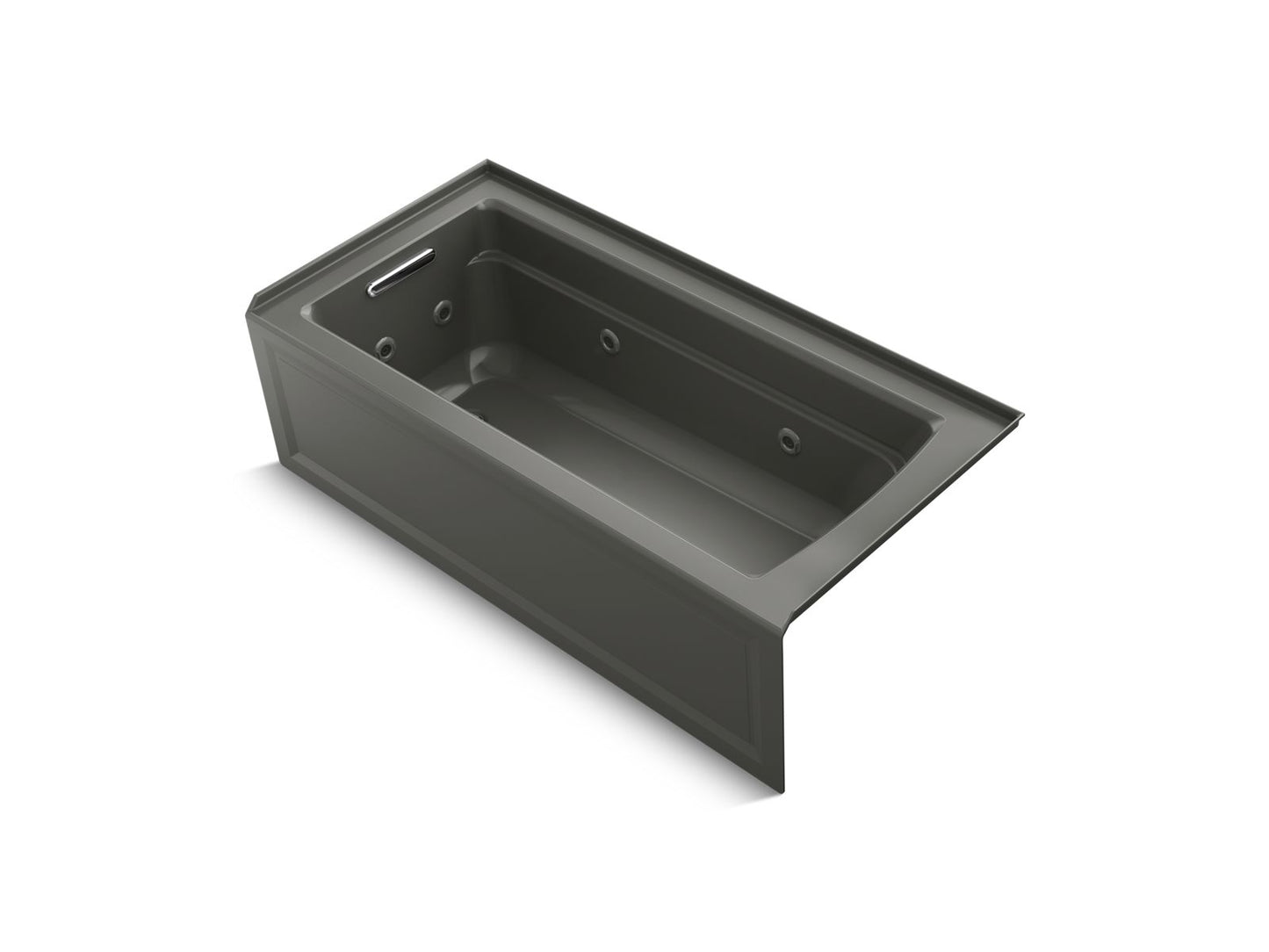 KOHLER K-1949-LAW-58 Archer 66" X 32" Alcove Whirlpool Bath With Bask Heated Surface, Left Drain In Thunder Grey