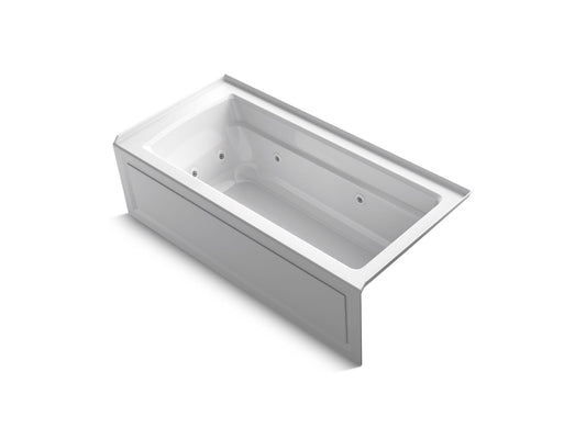 KOHLER K-1949-HRA-0 Archer 66" X 32" Alcove Heated Whirlpool, Right Drain In White